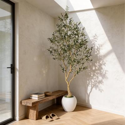 Kodotan sofa 8.2FT Artificial Olive Tree With Big Decorative White Pot, Tall Indoor & Covered Outdoor Decorative Tree, 1pc/set