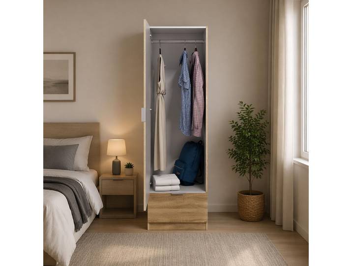 Dello - Garde-robe 1 porte\, Chêne Brun\, une Étagère