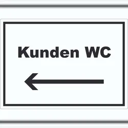 HB-Druck Kunden WC Aufkleber mit Text und Richtungspfeil links Toilette waagerecht A1 (594x841mm)