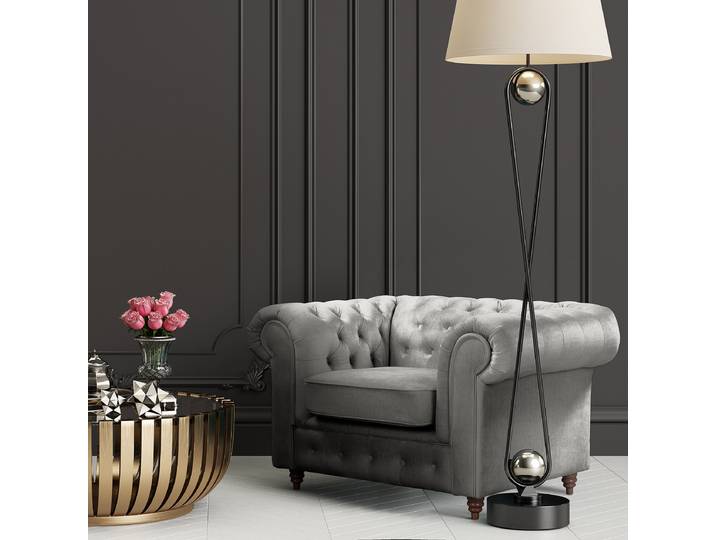Fauteuil Gris Microfibre Valeria 128 x 75 x 91cm