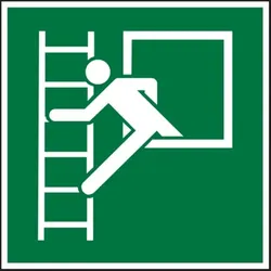 Dreifke® Aufkleber | Rettungszeichen, Notausstieg mit Fluchtleiter - 150x150 mm Folie selbstklebend, langnachleuchtend