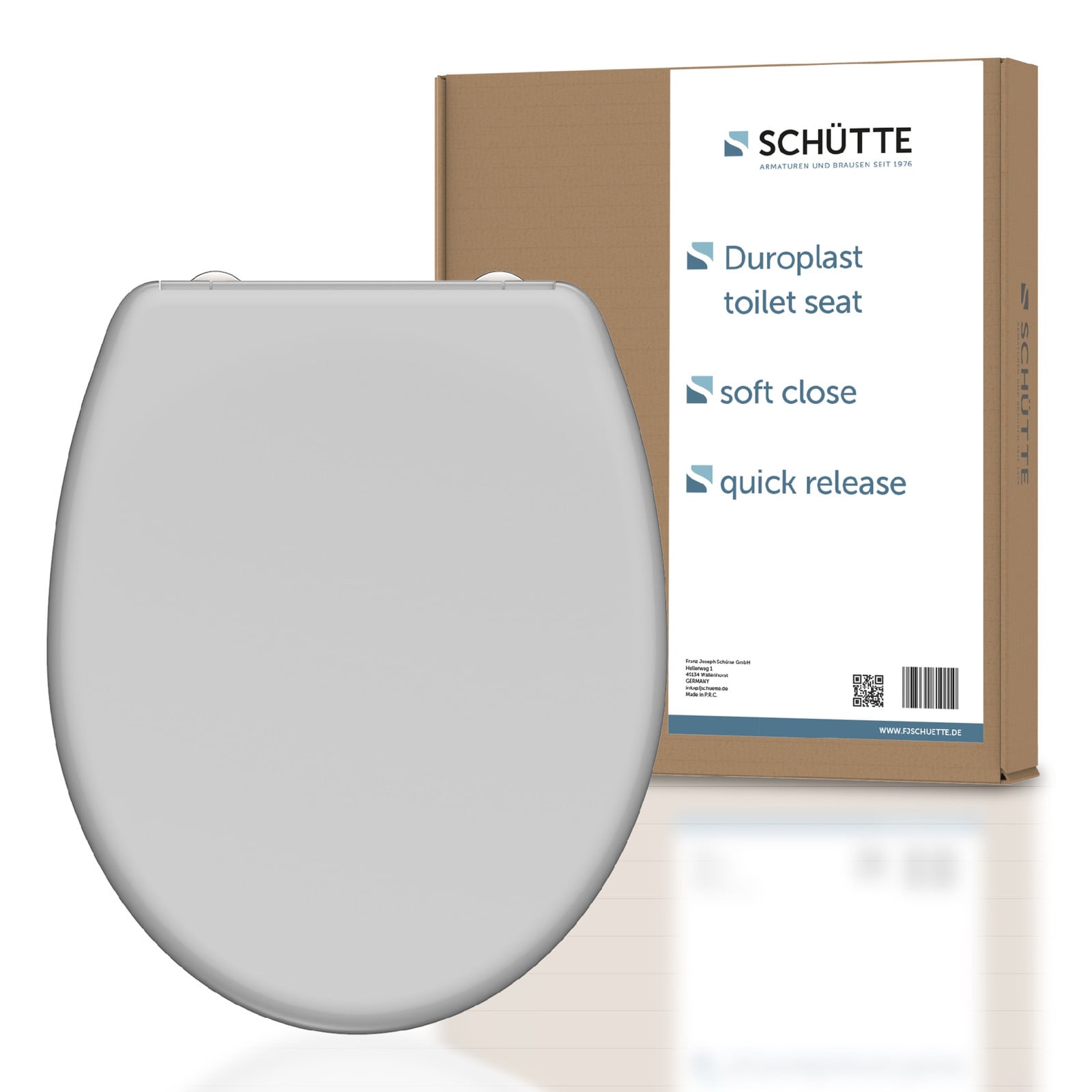 Schütte Duroplast toiletbril met zachte sluiting en snelkoppeling, grijs