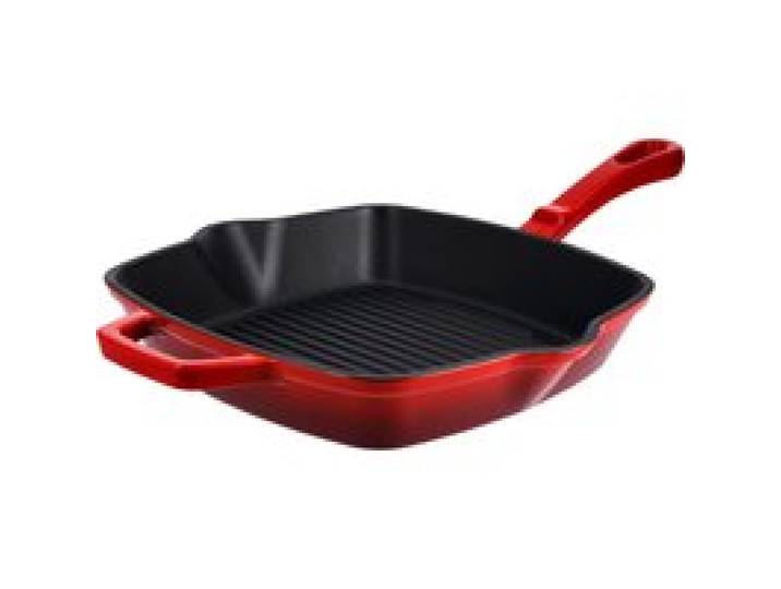 SILVERCREST® Poêle en fonte Premium (carré, rouge)