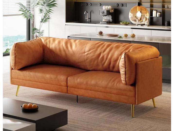 Canapé Classique du milieu du siècle Coussins d'assise Profonds et Confortables Canapé 3 Places Moderne 185x76x90cm Orange