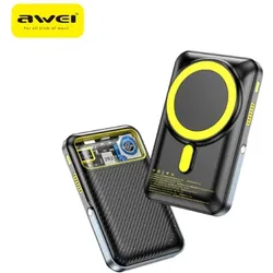 Awei Induction powerbank PA-10 10000mAh MagSafe black (10000 mAh, 20 W), Powerbank, Schwarz