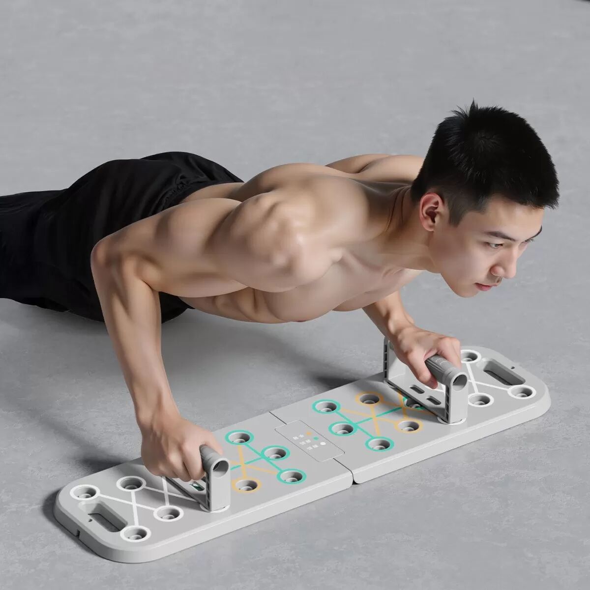 INF Planche à pompes pliable multifonction améliorée avec bande de résistance - ABS+TPE, poignées antidérapantes, charge