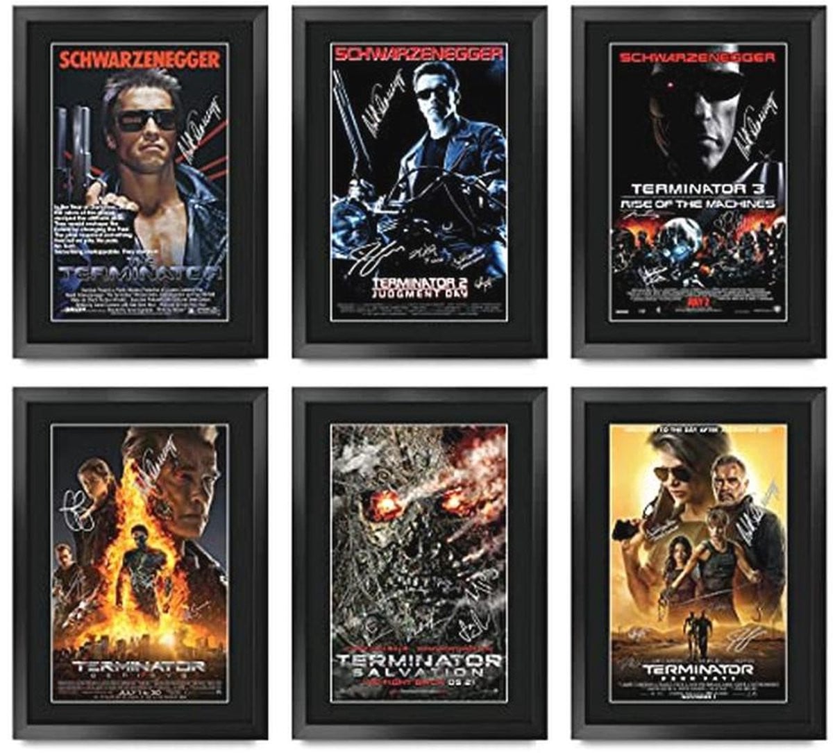 Ingelijste gesigneerde foto van de Terminator collectie, A3 formaat