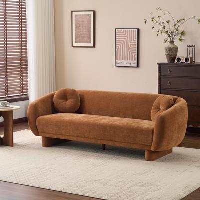 Christopher Knight Home - Modern Curved Upholstered 3-Seater Sofa with Fabric Wrapped Legs