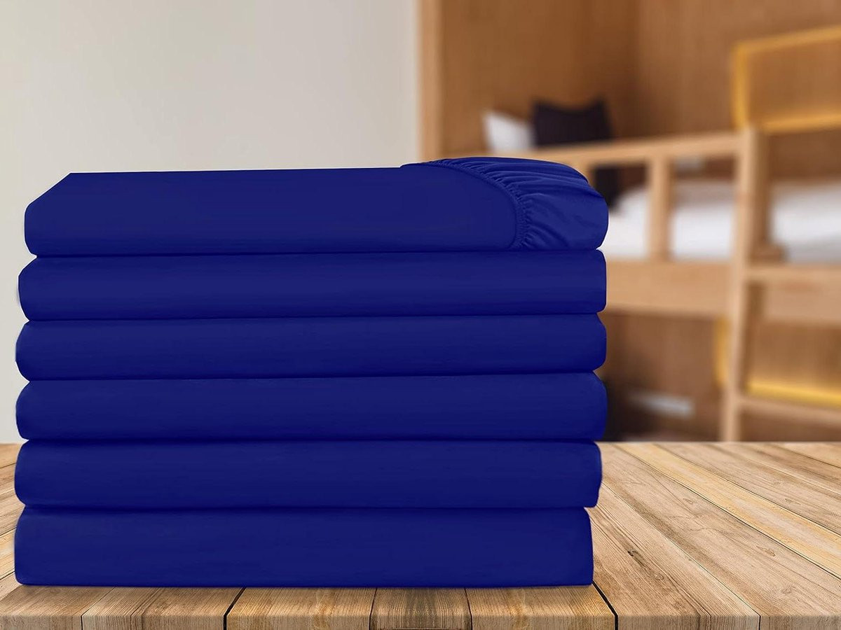 6-pack Koningsblauwe hoeslakens van hotelkwaliteit voor California King bedden
