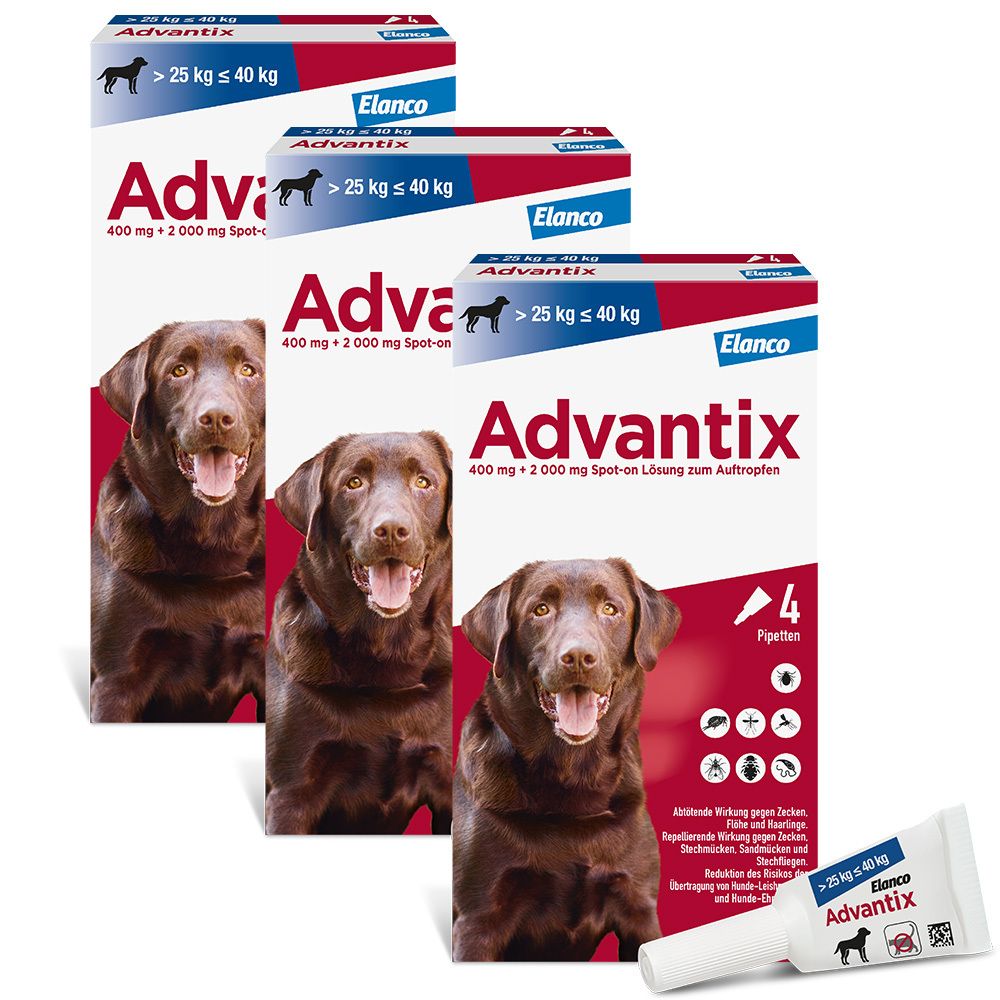 Advantix Spot on für Hunde 25 - 40 kg 3x4x4 ml Lösung