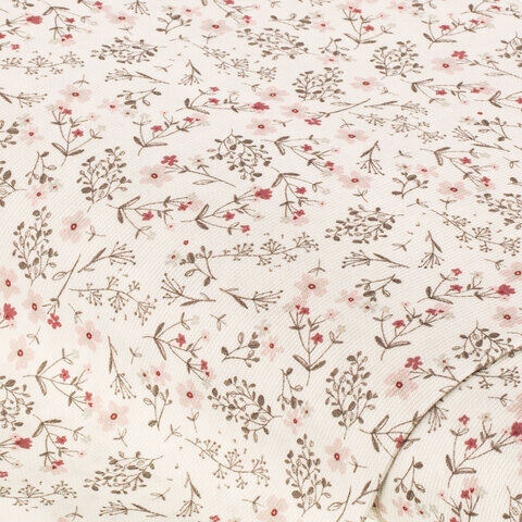 Baumwollstoff Gräser & Blümchen "Pia", rosa/weiß/grau