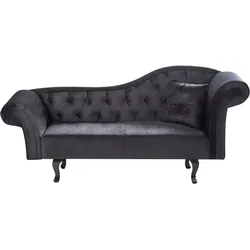 CHAISELONGUE-RECHTSSEITIGE Samtstoff Schwarz mit Kissen Lattes Ii