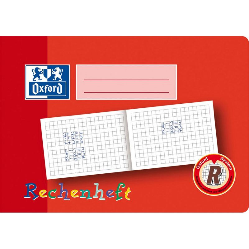 OXFORD Zahlenlernheft Rechnen lernen Lineatur R kariert DIN A5 quer ohne Rand, 16 Blatt