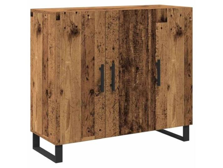 Kaorsrow Sideboard Altholz 90x34x80 cm Holzwerkstoff Kommode mit 3 Türen Moderne Anrichte für Wohnzimmer & Esszimmer. Robuste Konstruktion aus Holzwerkstoff mit edlen goldenen Griffelementen.