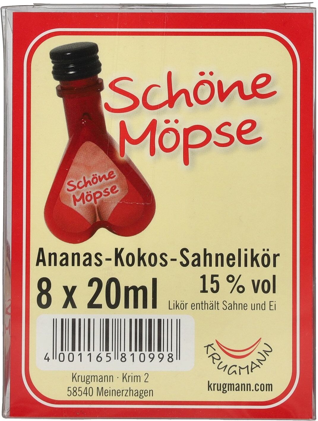 Schöne Möpse Ananas-Kokos Sahnelikör 15% Vol. 8x0,02l PET