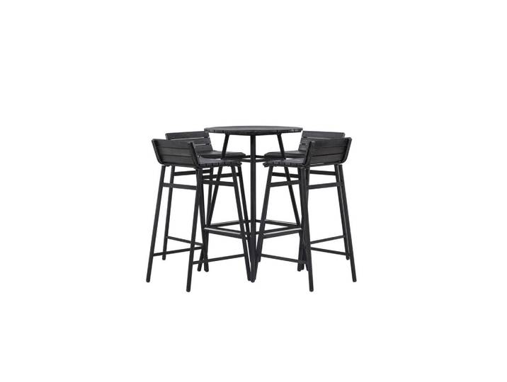Gardenson Gartenbarset, Schwarz, Holz, Metall, 5-teilig, Akazie, 95 cm, Gartenmöbel, Gartentische, Bistrotische