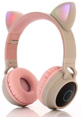 United Foldable Cat Ear Bluetooth Headphones With LED Lights And Mic c