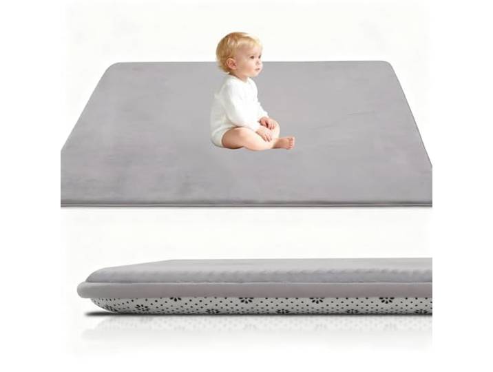Stqyeiw Kinderteppich Teppich Verdickung Korallen Samt Teppich Korallensamtteppich Kinder Krabbeldecke Tatami Teppiche Kinder rutschfeste Vergrößern Spielmatte Yogateppich 200 x 240 cm Silbergrau