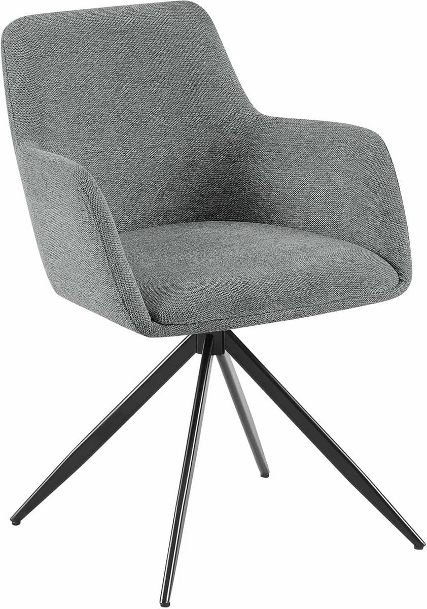 Moderne Stoffen Eetkamerstoel met Armleuning en Draaibaar Metalen Frame