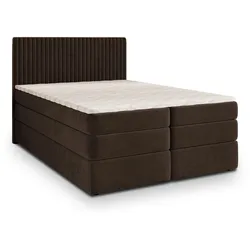 BOXSPRINGBETT FELBIO 140x200 cm mit Matratze und Topper - Braun