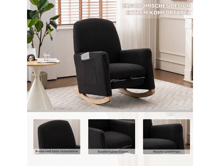 044 Fauteuil à bascule avec pouf fauteuil relax avec ottomane fauteuil à bascule pour l'intérieur avec dossier haut pour le