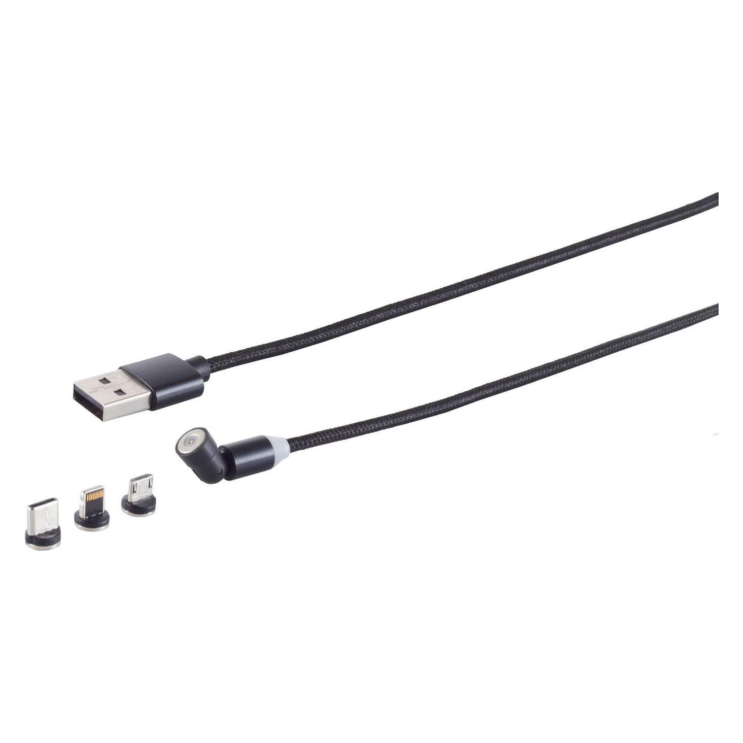 Shiverpeaks S/CONN maximum connectivity Universal--USB-A Magnetladekabel, 3in1, 540°, schwarz, 1m (1 m) (14-19001)
