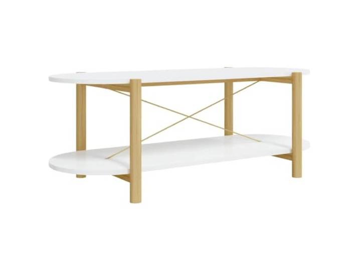 Couchtisch 110 x 48 x 40 cm aus Ingenieurholz mit Fuß aus Massivholz