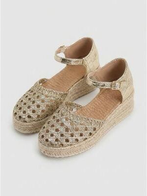 LightInthebox Women's Espadrille Sandals - White Hollow Out Woven Platform Ankle Strap Shoes for Island Vacation and Resort Vacation