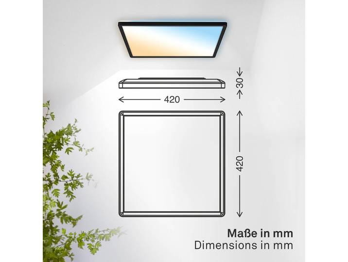 B.K. Licht LED Panel Shallow, dimmbar, schwarz, für Arbeitszimmer / Büro, Kunststoff