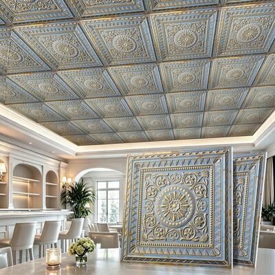 Art3d "24""x24"" Flat-Printed PVC Ceiling Tiles 20-Piece/Box, 80 Sq.Ft."