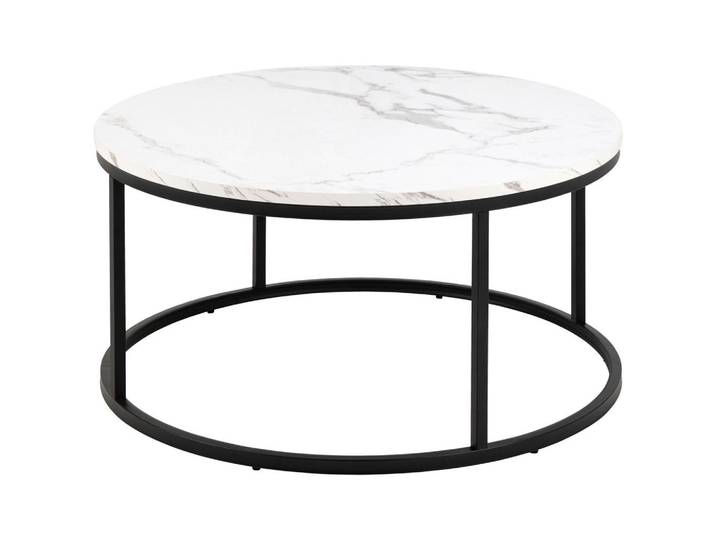 Mid.you Couchtisch Spiro, Schwarz, Weiß, Metall, rund, eckig, 80x40x80 cm, Wohnzimmer, Wohnzimmertische, Couchtische, Couchtische rund