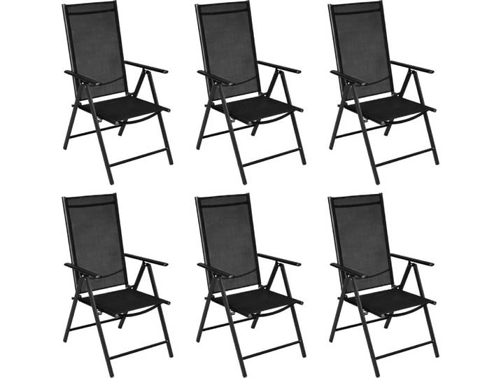 vidaXL 7-tlg. Garten-Essgruppe Aluminium Schwarz