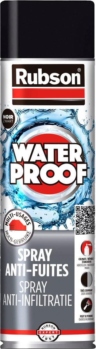 Rubson Anti-infiltratie Spray Zwart 300ml - Universele Repair Coating en Vloeibaar Rubber Seal