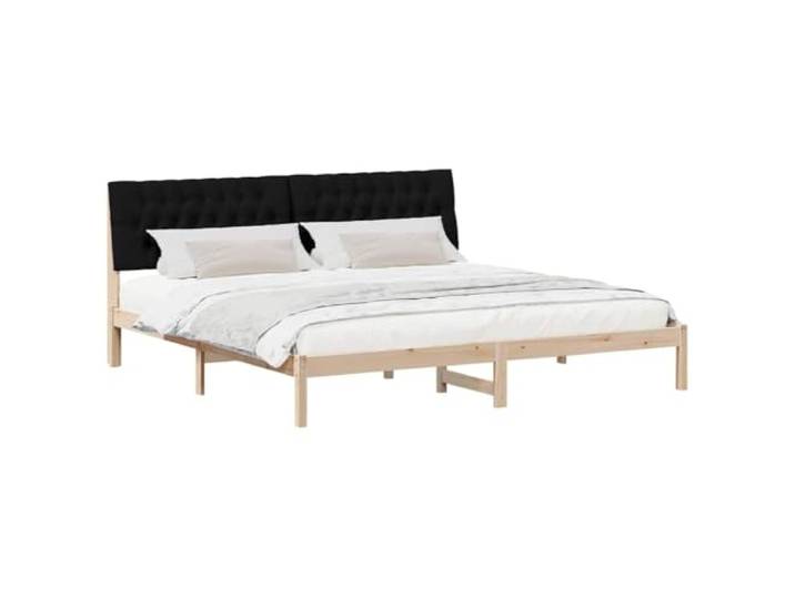 KTHLBRH Plattformbett 200 x 200 cm mit Kopfteil braun Massives Kiefernholz, Lattenrost, Wand-Kopfteil, einfache Montage