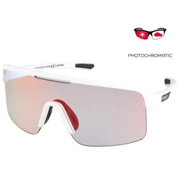 R2 Boost Sonnenbrille mattes Weiß/fotochromatisch/rotes Chrom