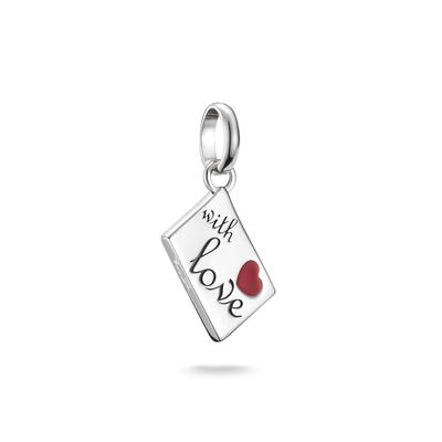 Charm-Einhänger THOMAS SABO "Charm Liebesbrief-Design - Connect", bunt (silberfarben, rot), Charms, Damen, Silber 925 (recycelt)