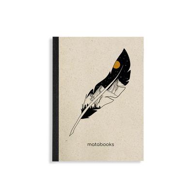 Notizbuch A6 blanko aus Graspapier – Dahara – Farbe: Feather – matabooks, Notizbuch von , Matabooks