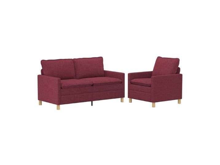 vidaXL Sofa Sofa Set 2 stk. Weinrot Stoff, 2 Teile