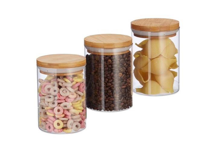 Relaxdays 3er Set Vorratsdosen aus Glas 600 ml