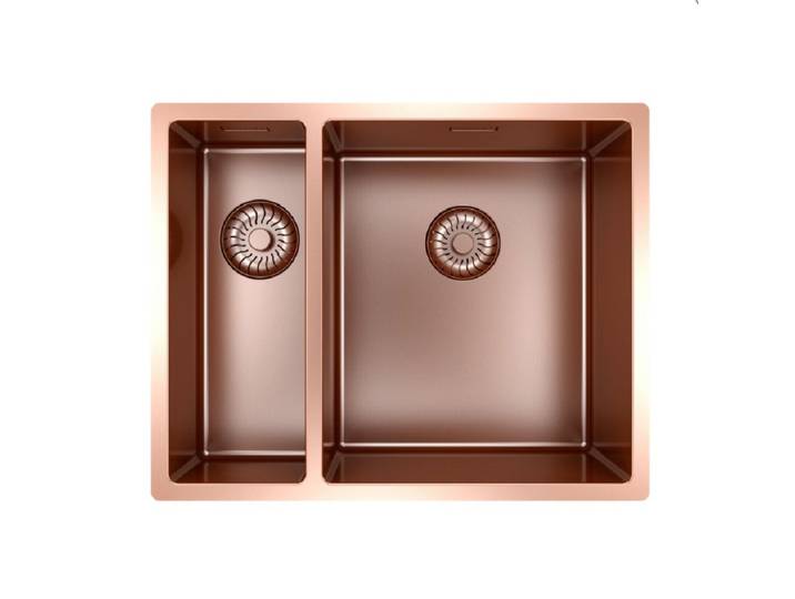 CARESSI Küchenspüle CAPP1534R10CO, rechteckig, 55/18.5 cm, Restebecken, Große Spüle rechts