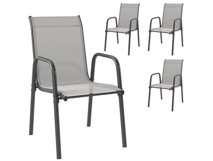 CollaHausse Lot de 4 Chaises Jardin Empilables Dossier Respirant Accoudoirs 120kg