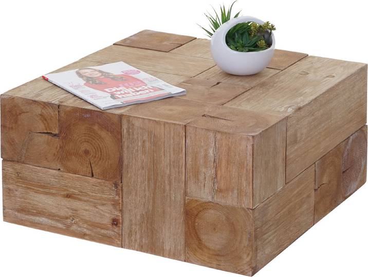 Couchtisch HWC-A15c, Wohnzimmertisch, Tanne Holz rustikal massiv MVG- 30x60x60cm