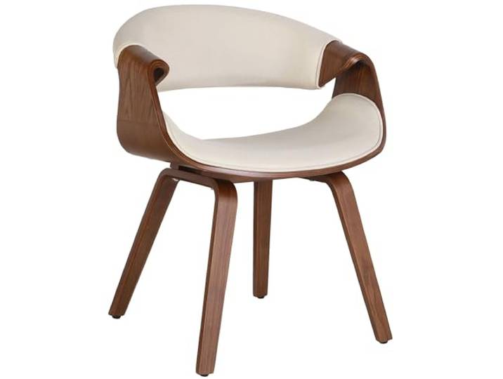 CLP Esszimmerstuhl Foley I Mit Armlehne Und Holzgestell I Küchenstuhl Und Wohnzimmerstuhl Farbe Creme Material Stoff