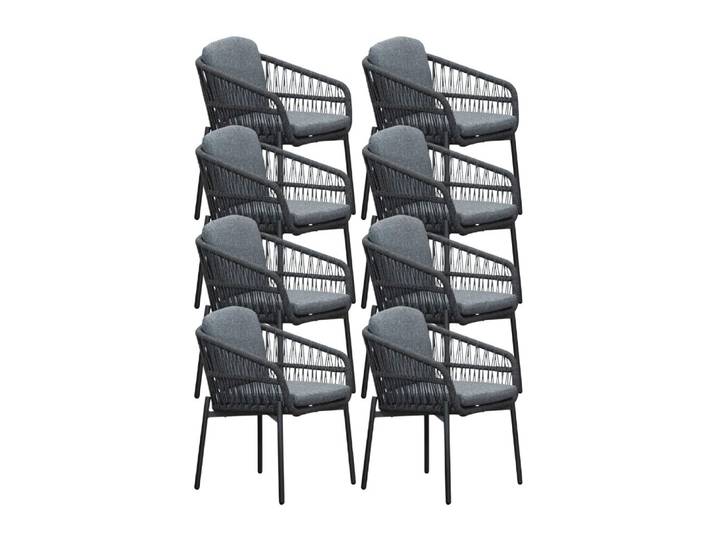 Rico dining tuinstoel set van 8 aluminium + touw charcoal
