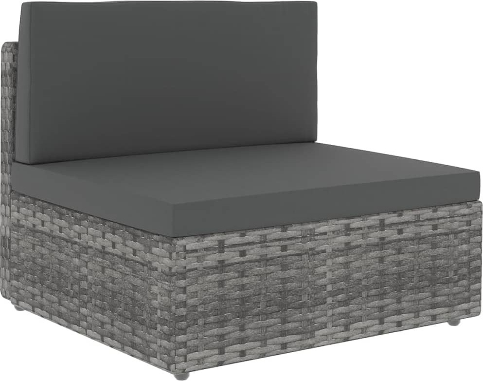 11-tlg. Garten-Lounge-Set mit Kissen Grau Poly Rattan