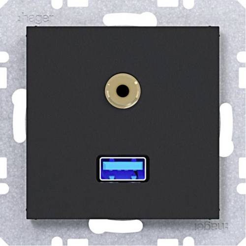 Hager Audio-Steckdose Nachtschwarz (matt) WAF4381BM 1St.
