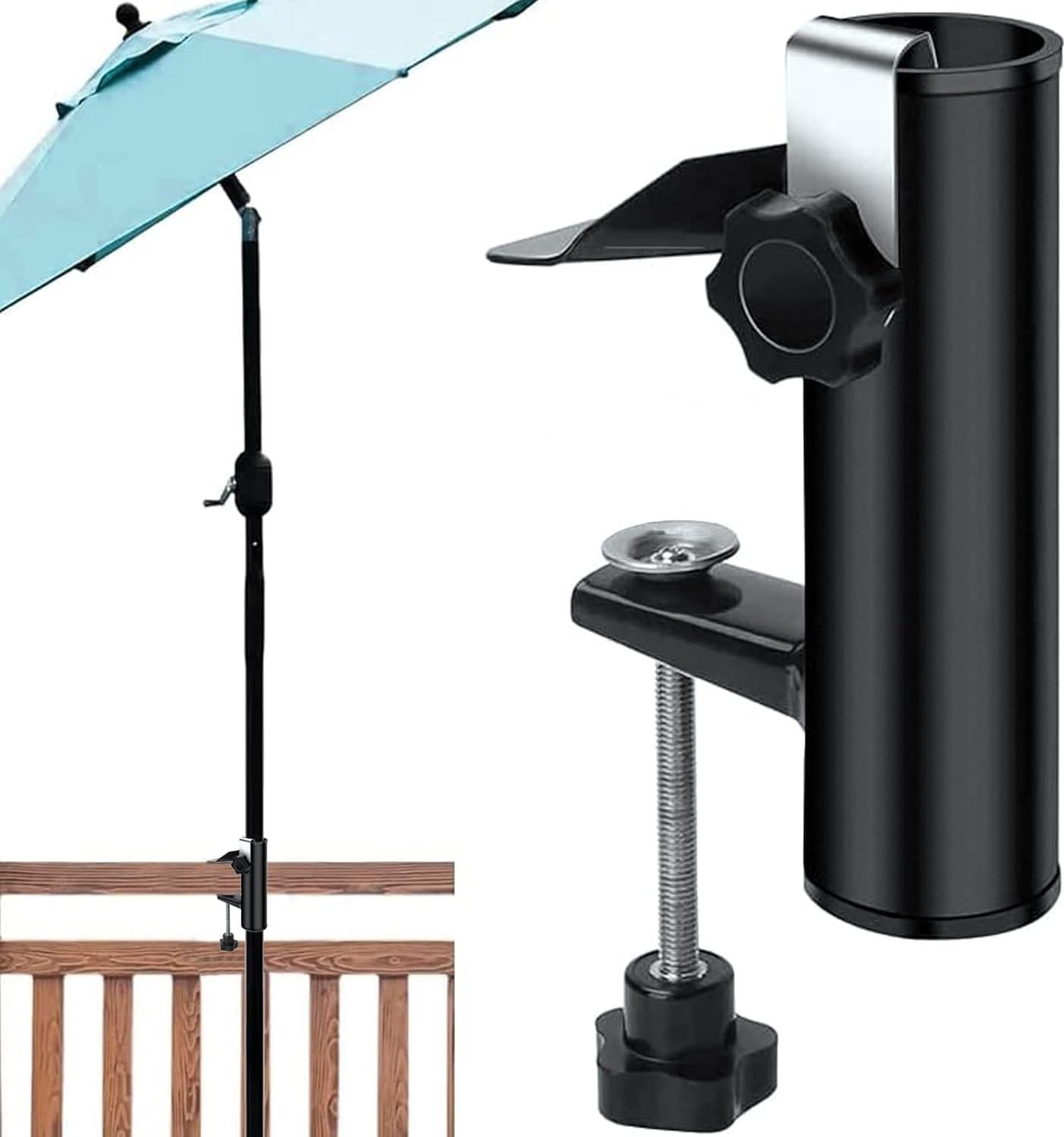 Markenlos Parasolstandaard voor Balkon en Terras met Klem - Zwart