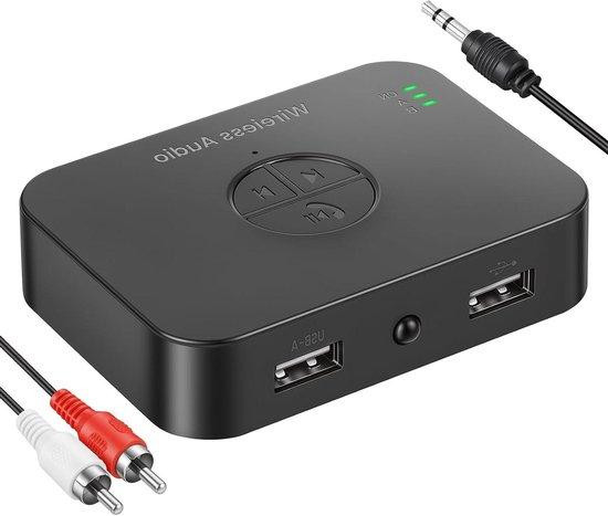 AOOSU Bluetooth Audio Ontvanger - Draadloze Muziek Adapter met USB-functie - Zwart