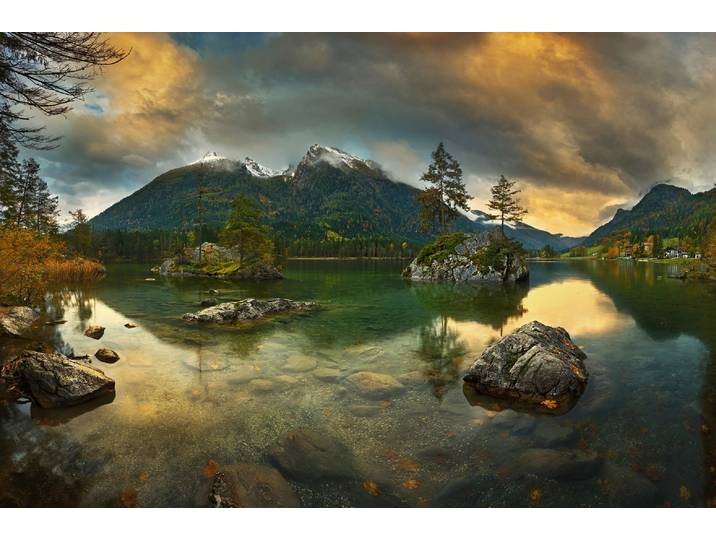 Fototapete PAPERMOON Photo-Art KRZYSZTOF BROWKO, HINTERSEE , bunt, B:5m L:2,8m, Vlies, Tapeten, Fototapete