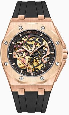 Youfap Market Premium Luxury Sports Men Waterproof Automatic Mechanical Wristwatch rose Black